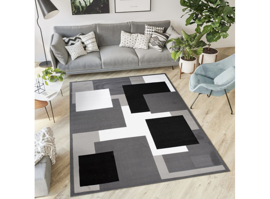 Kusový koberec TAPIS Squares - tmavě šedý