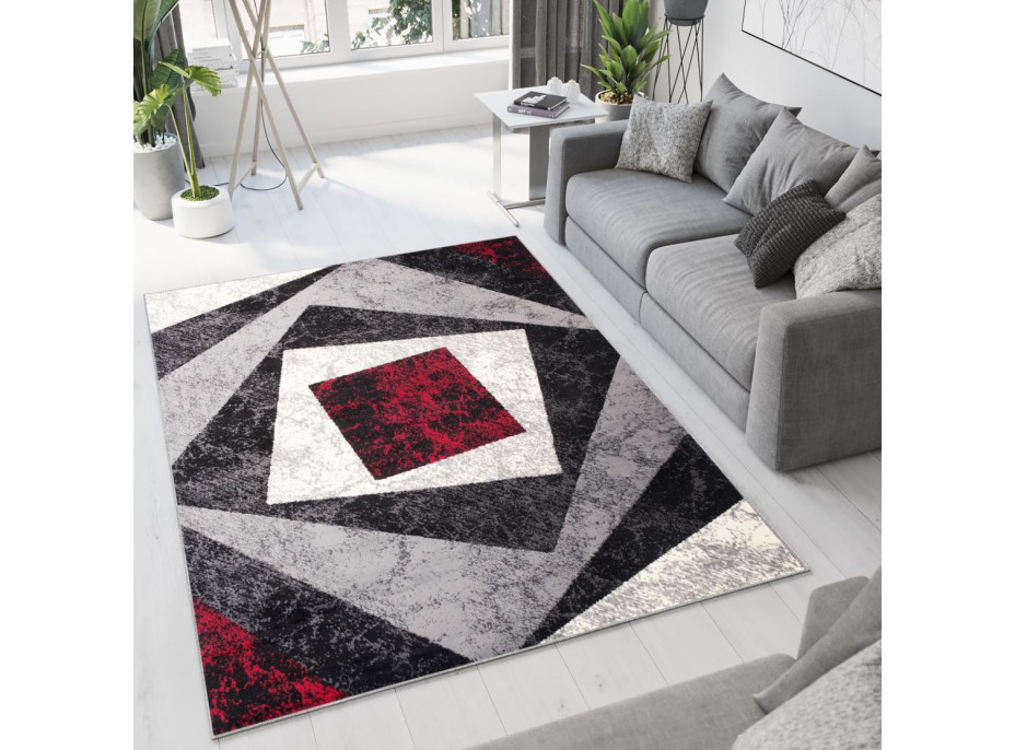 Kusový koberec TAPIS Vertigo - červený/šedý