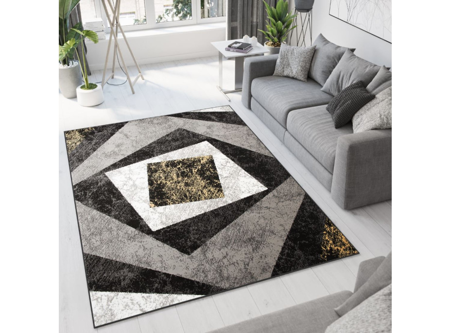 Kusový koberec TAPIS Vertigo - žlutý/šedý