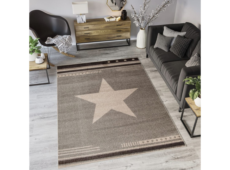 Moderní kusový koberec MAROKO - CENTER STAR tmavě šedý L916A