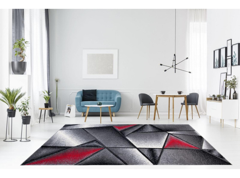 Moderní kusový koberec MATRA červeno-šedý J374C