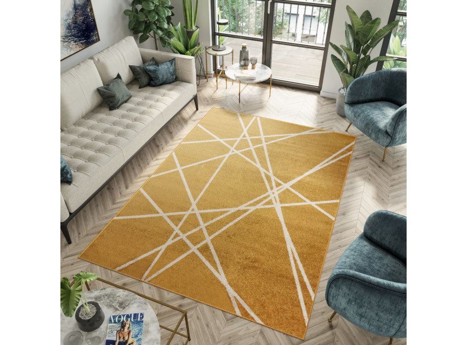 Moderní kusový koberec SPRING Raven - žlutá