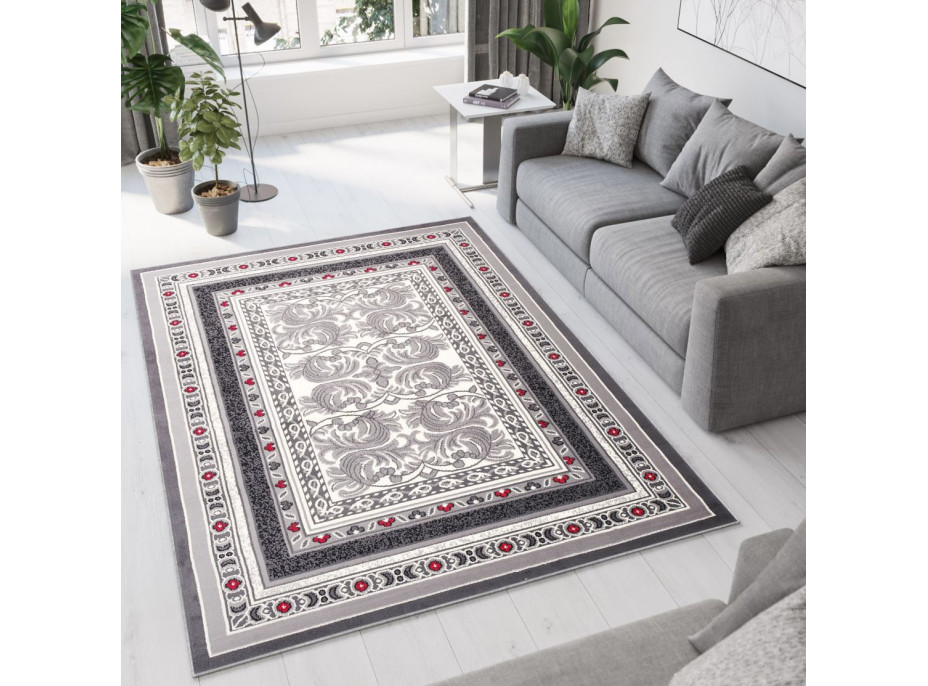 Kusový koberec TAPIS Rim - šedý/červený