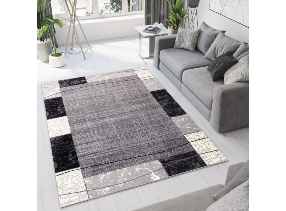 Kusový koberec TAPIS Tiles - tmavě šedý