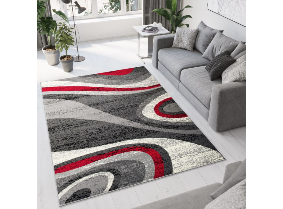 Kusový koberec TAPIS Winding - šedý/červený