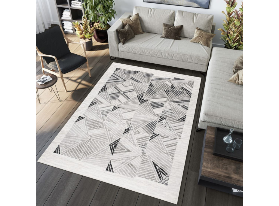 Kusový koberec GRACE Geometric - krémový/světle šedý