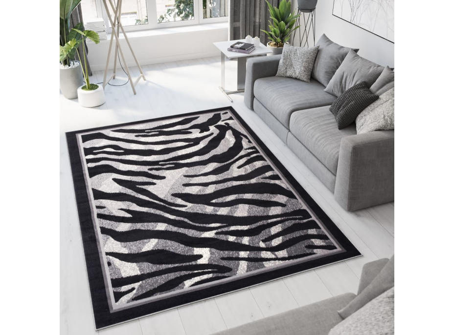 Kusový koberec TAPIS Tiger - šedý/černý