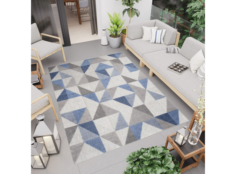 Kusový koberec AVENTURA Geometric - šedý/modrý