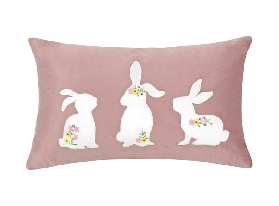 Velikonoční povlak na polštář 30x50 cm - Králíčci - růžový