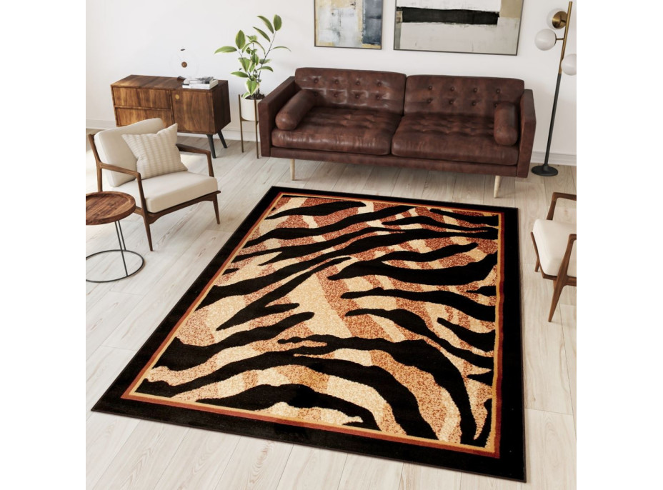 Kusový koberec BLACK ATLAS Tiger - hnědý/černý