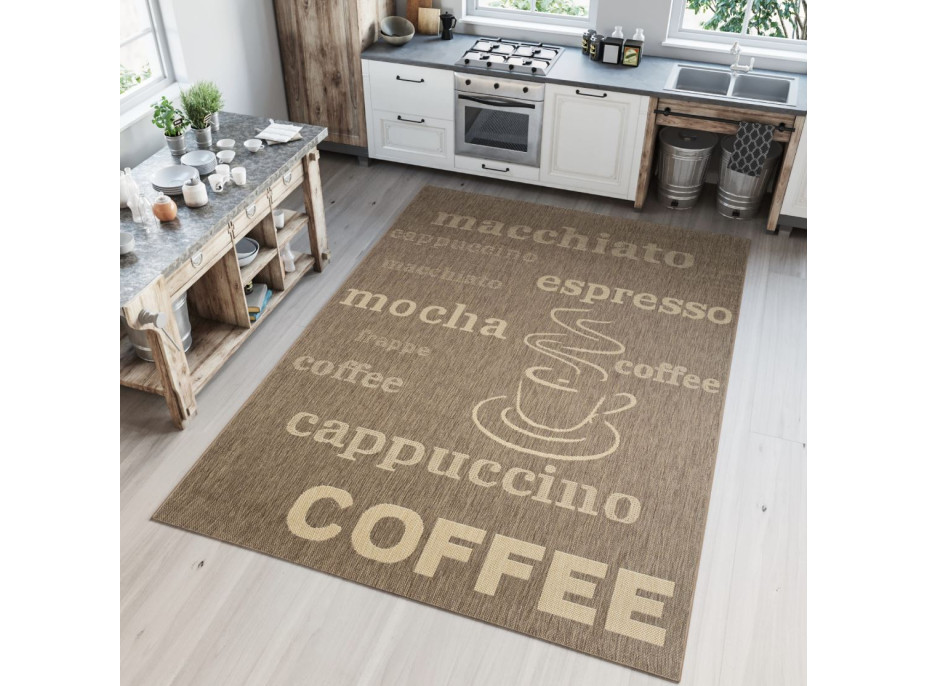 Sisalový PP koberec COFFEE - hnědý/krémový