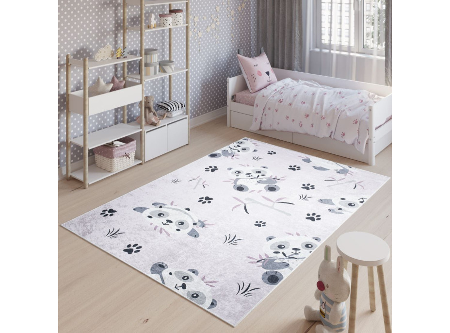 Dětský koberec EMMA - Medvídci panda - růžový