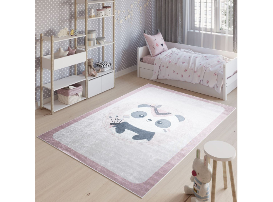 Dětský koberec EMMA - Panda indián - růžový