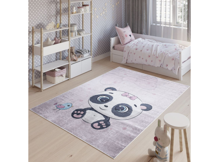 Dětský koberec EMMA - Panda s ptáčkem