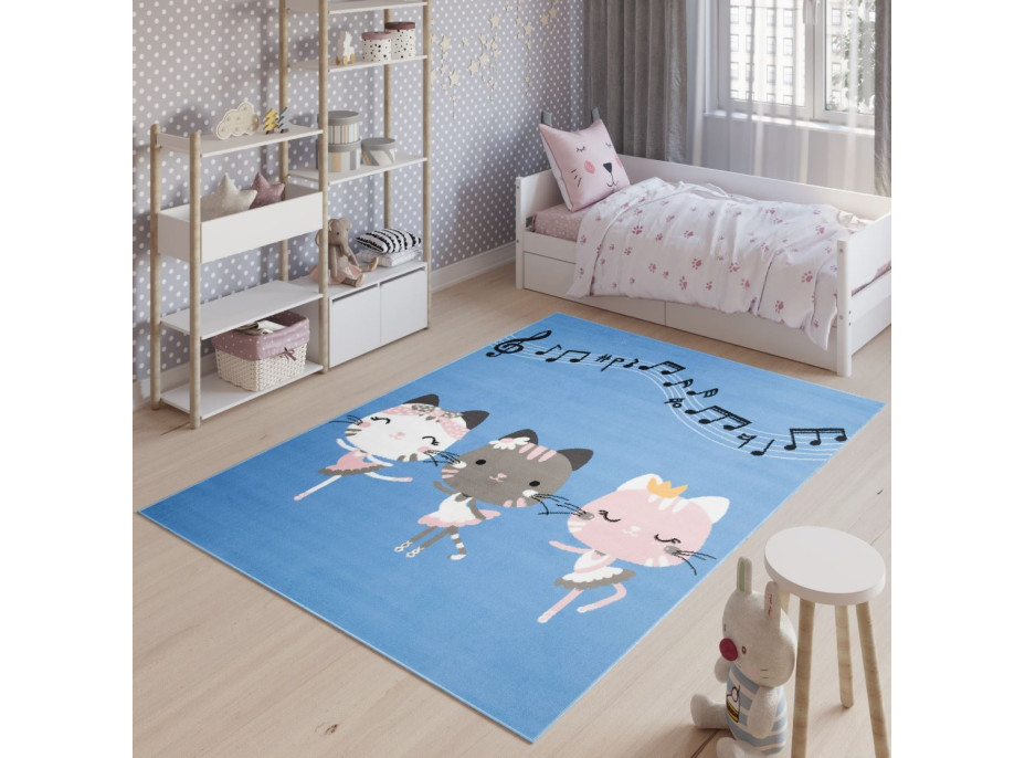 Dětský koberec JOLLY Blue - Zpívající kočičky