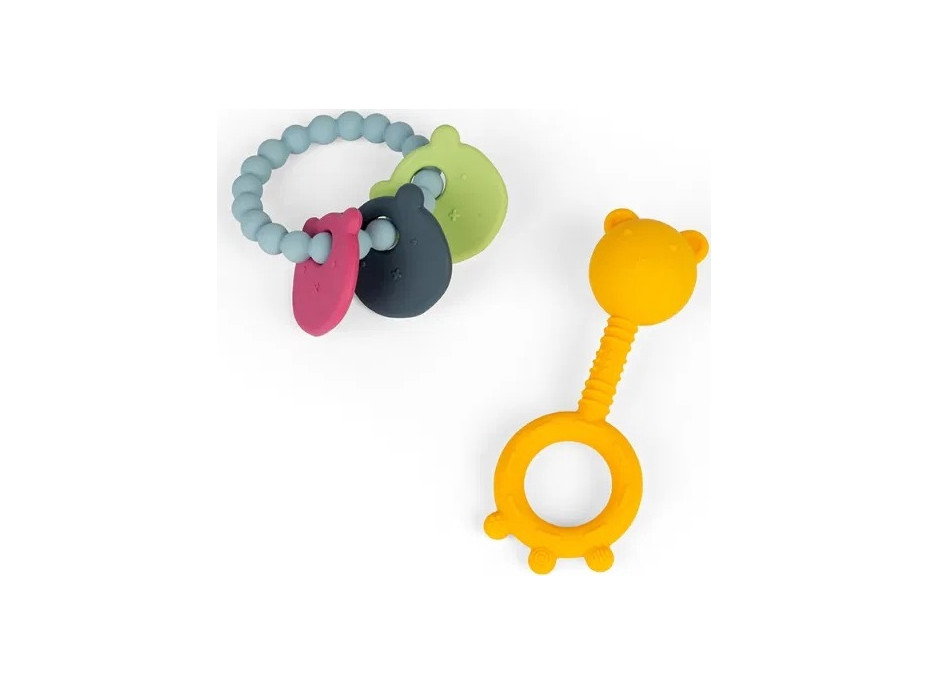 Bigjigs Toys Chrastítko a kousátko 2 v 1 a kousací kroužek Medvídek