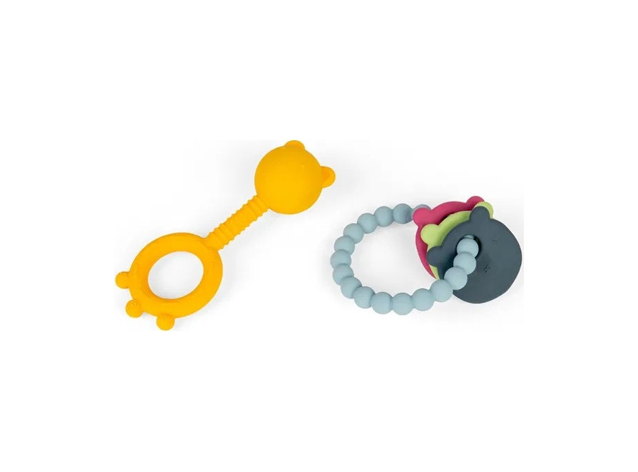 Bigjigs Toys Chrastítko a kousátko 2 v 1 a kousací kroužek Medvídek