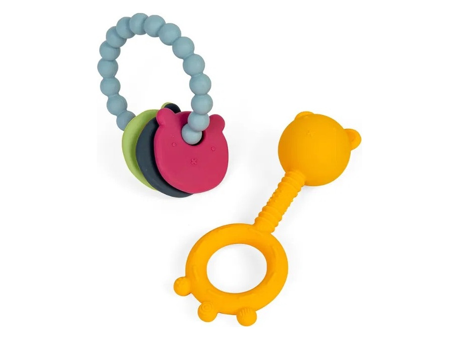 Bigjigs Toys Chrastítko a kousátko 2 v 1 a kousací kroužek Medvídek