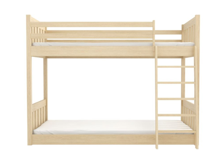 Dětská patrová postel z masivu borovice ŠIMON s Montessori lůžkem - 200x80 cm - PŘÍRODNÍ BOROVICE