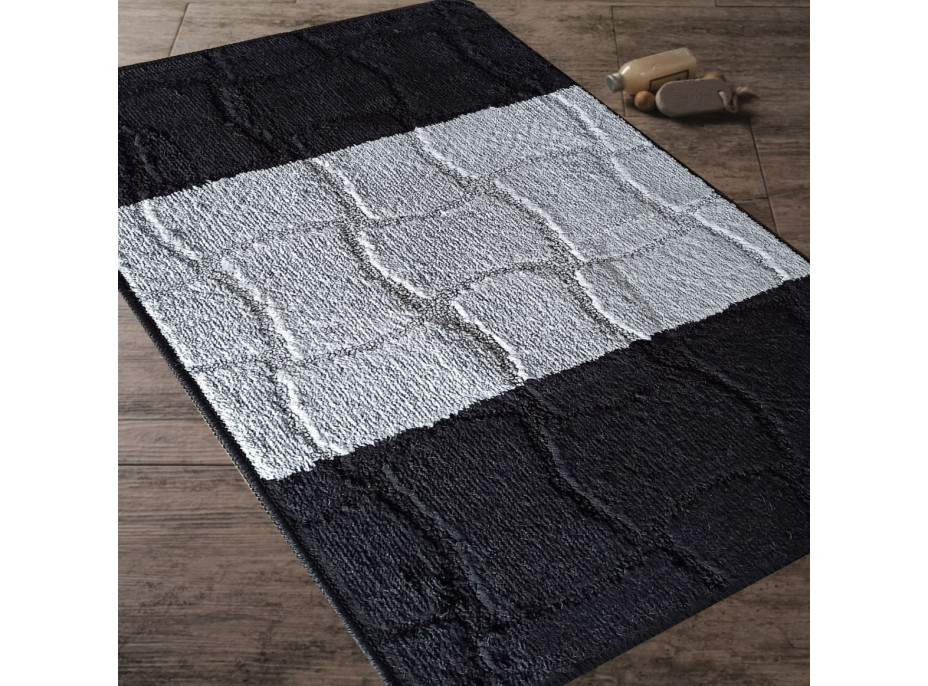 Sada koupelnových předložek s výřezem TÁŇA - tiles - černá