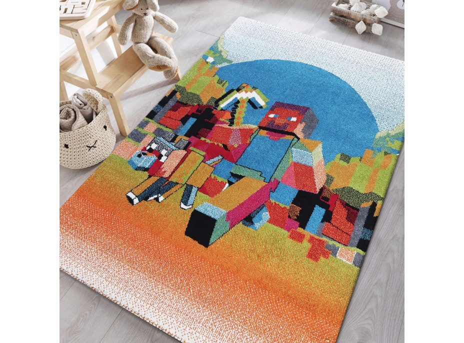 Dětský koberec Panáček Steve - oranžový