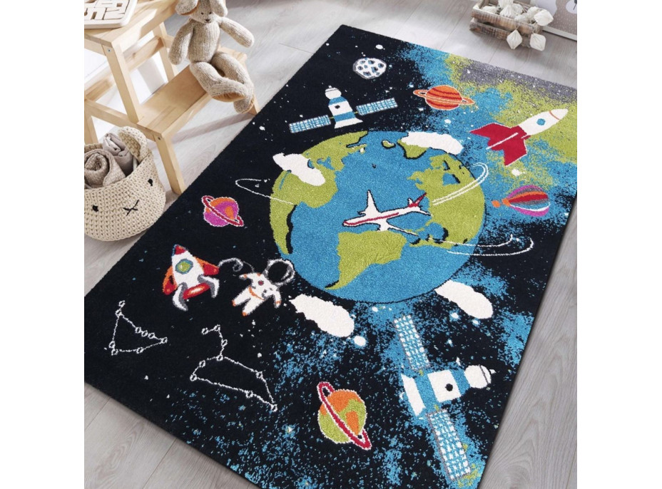Dětský koberec Vesmír - černý