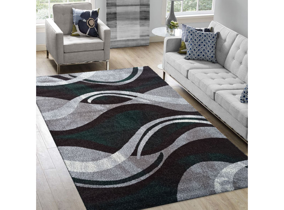 Kusový koberec WAVE - tmavě zelený