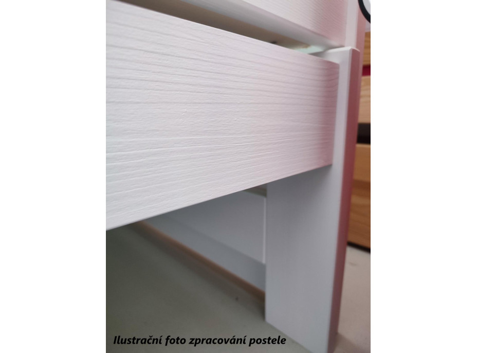 Dětská postel z masivu borovice KAŠPAR s přistýlkou a šuplíky - 180x80 cm - BÍLÁ