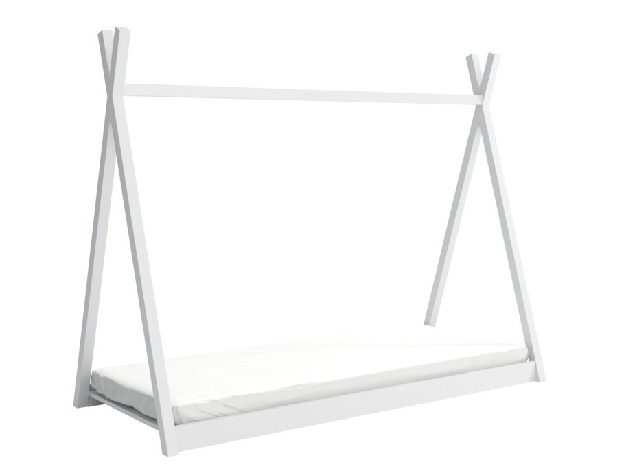 Dětská domečková Montessori týpí postel z masivu borovice OLA - 180x80 cm - BÍLÁ