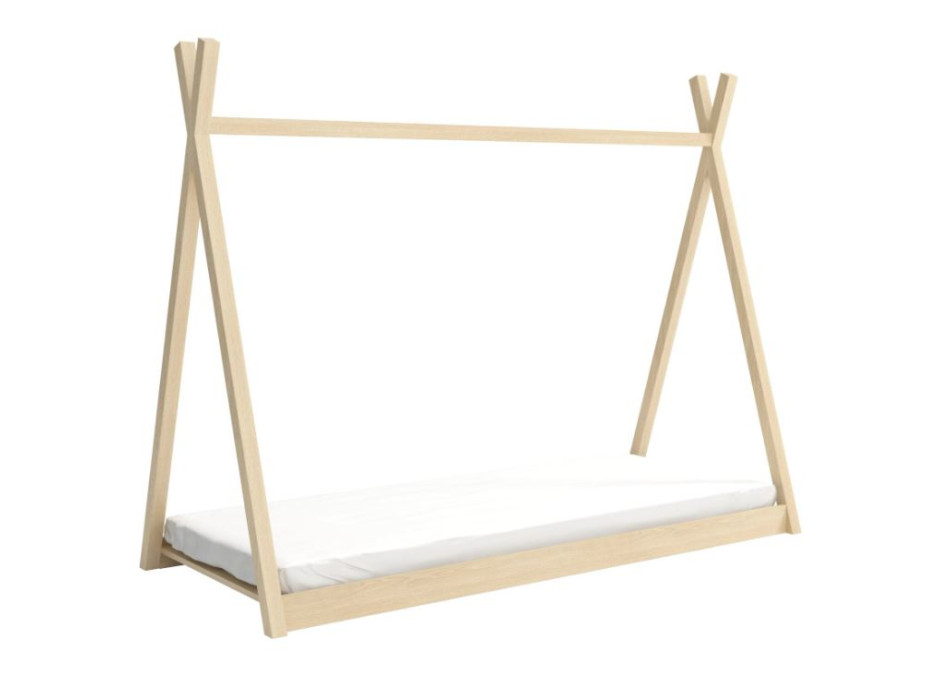 Dětská domečková Montessori týpí postel z masivu borovice OLA - 180x80 cm - PŘÍRODNÍ BOROVICE