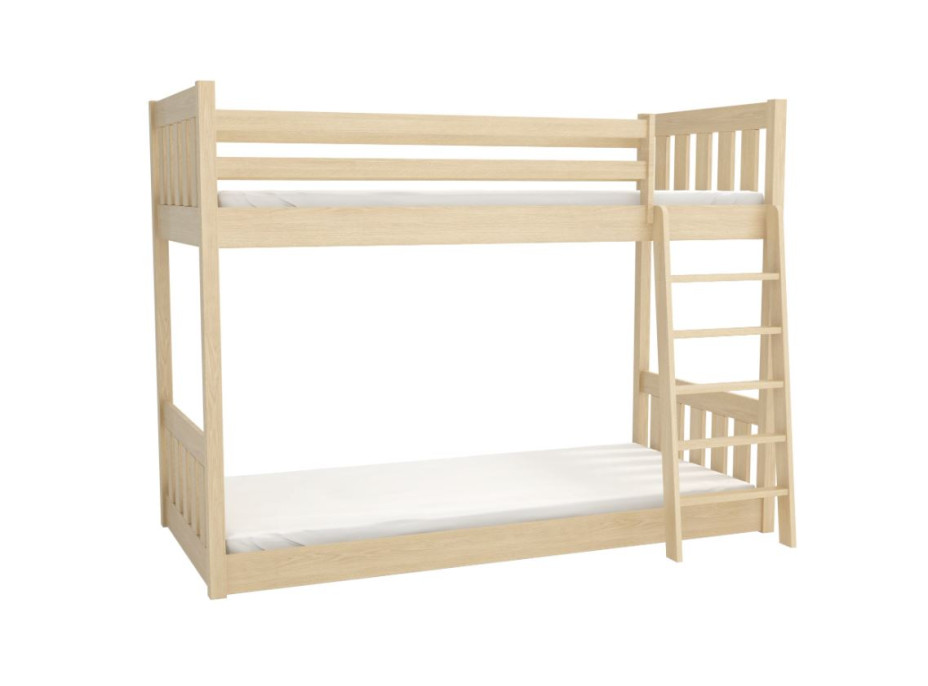 Dětská patrová postel z masivu borovice ŠIMON s Montessori lůžkem - 180x80 cm - PŘÍRODNÍ BOROVICE