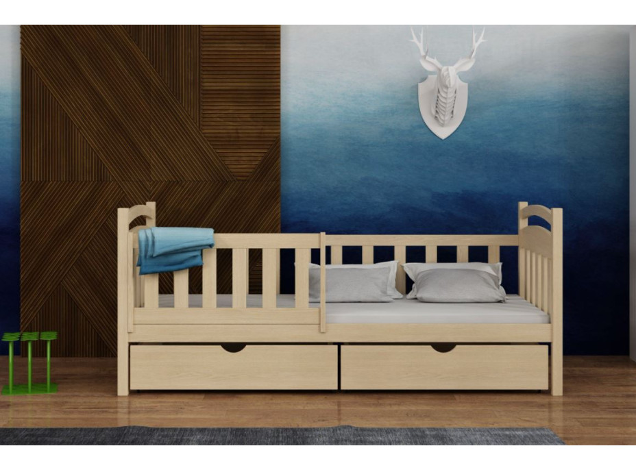 Dětská postel z masivu borovice KORNÉLIE se šuplíky - 180x80 cm - PŘÍRODNÍ BOROVICE