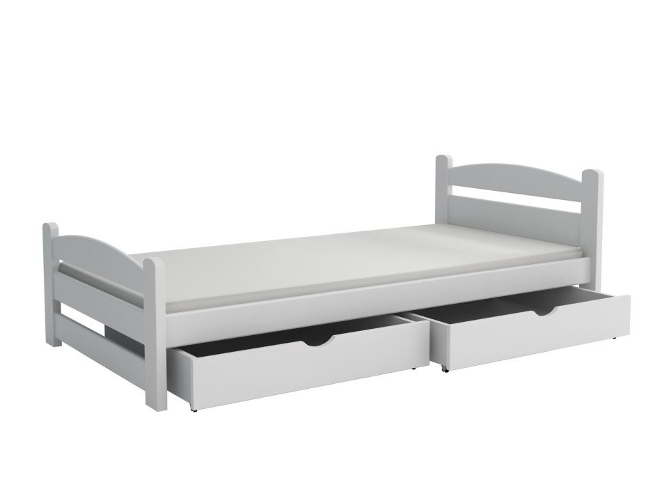 Dětská postel z masivu borovice MAX se šuplíky - 180x80 cm - BÍLÁ