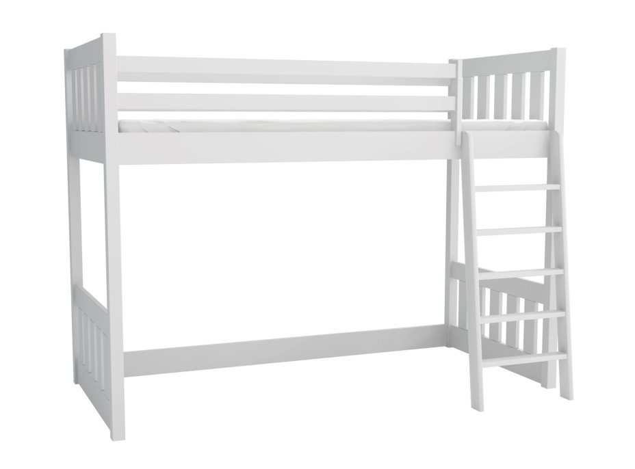 Dětská vyvýšená postel z masivu borovice ALVIN - 180x80 cm - BÍLÁ