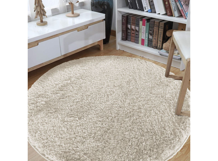 Moderní koberec SHAGGY CAMIL kulatý - ecru