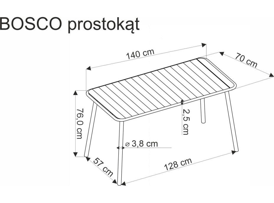 Zahradní stůl BOSCO - 140x70 cm - bílý