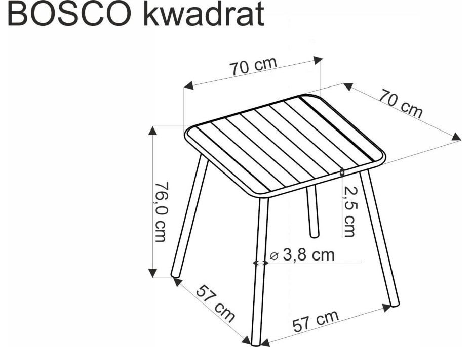 Zahradní stůl BOSCO - 70x70 cm - bílý