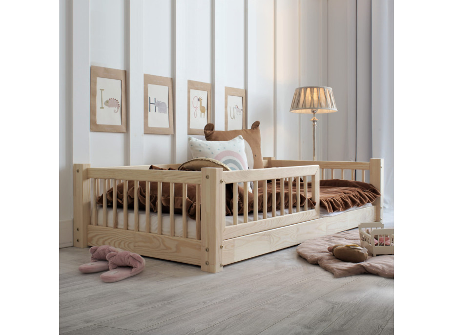Dětská Montessori postel z masivu borovice BASIC - 160x80 cm