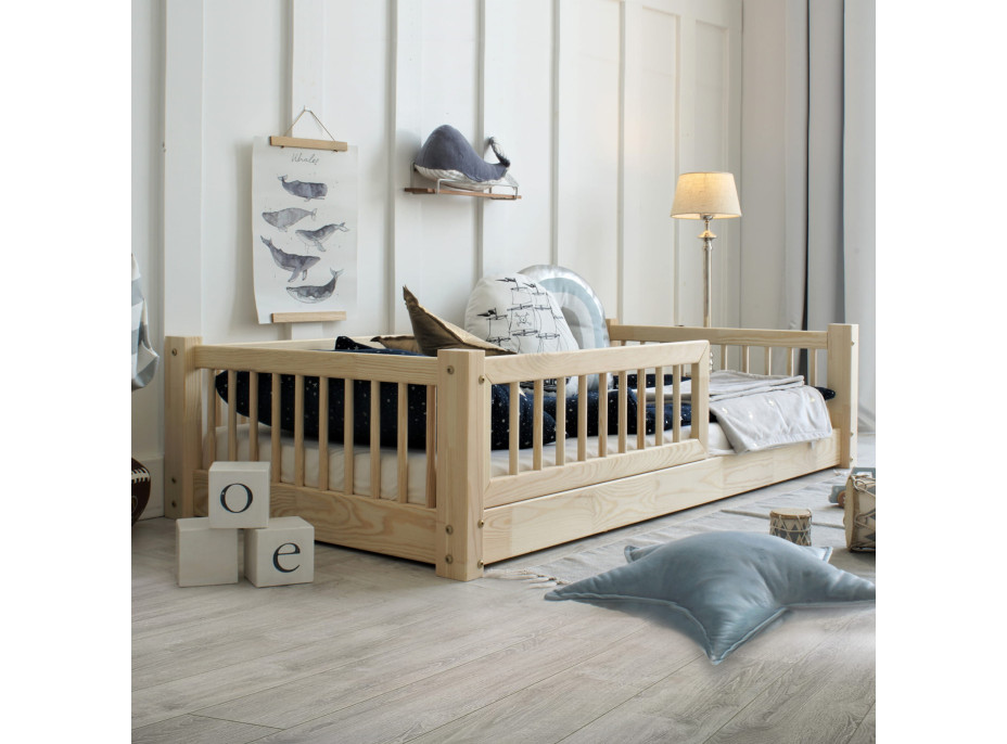Dětská Montessori postel z masivu borovice BASIC - 160x80 cm