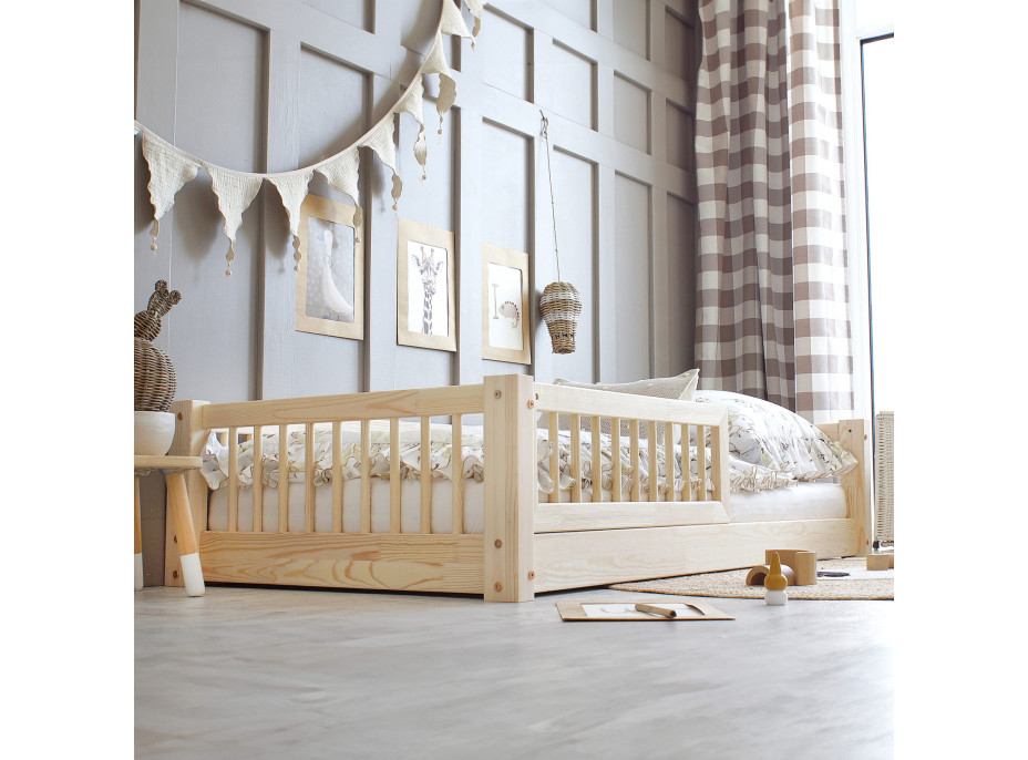 Dětská Montessori postel z masivu borovice BASIC - 180x80 cm