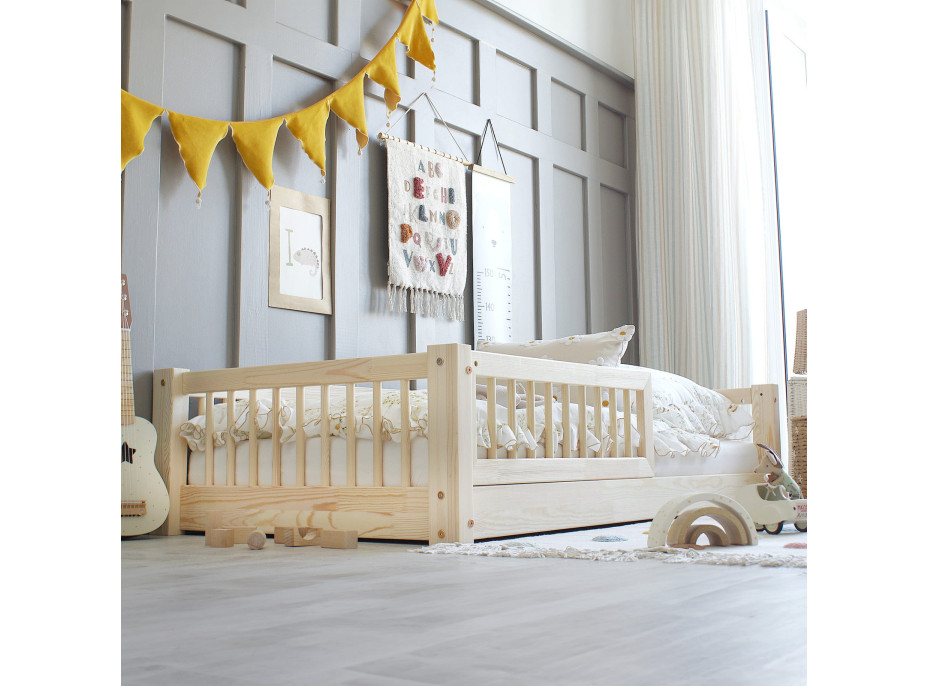 Dětská Montessori postel z masivu borovice BASIC - 160x80 cm