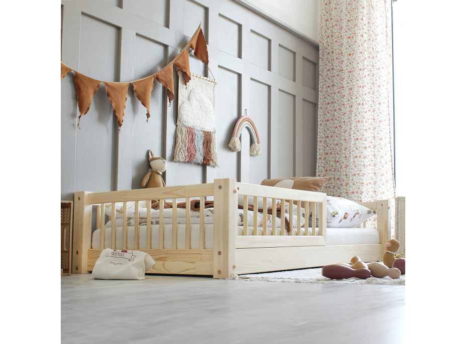 Dětská Montessori postel z masivu borovice BASIC - 160x80 cm
