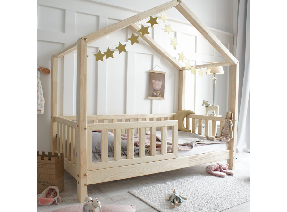 Dětská domečková postel z masivu borovice Bedhouse FENCE (se šuplíkem/s přistýlkou) - 200x90 cm