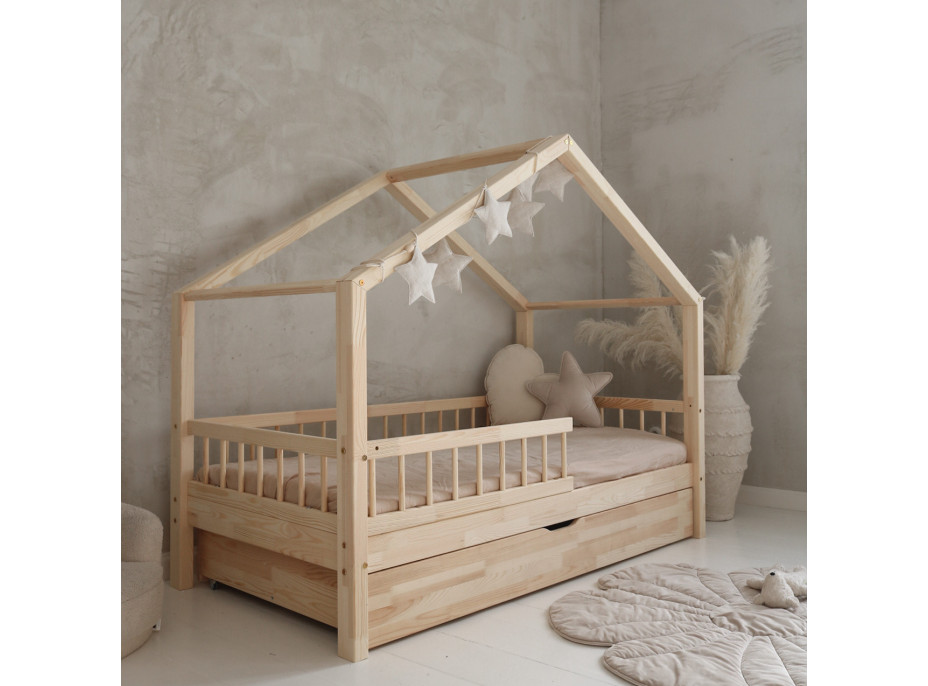 Dětská domečková postel z masivu borovice Bedhouse BELLO (se šuplíkem/s přistýlkou) - 180x80 cm
