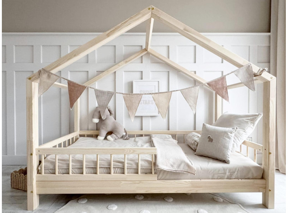 Dětská domečková postel z masivu borovice Bedhouse BELLO (se šuplíkem/s přistýlkou) - 180x80 cm