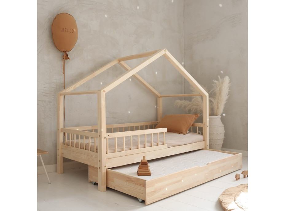 Dětská domečková postel z masivu borovice Bedhouse BELLO (se šuplíkem/s přistýlkou) - 180x80 cm