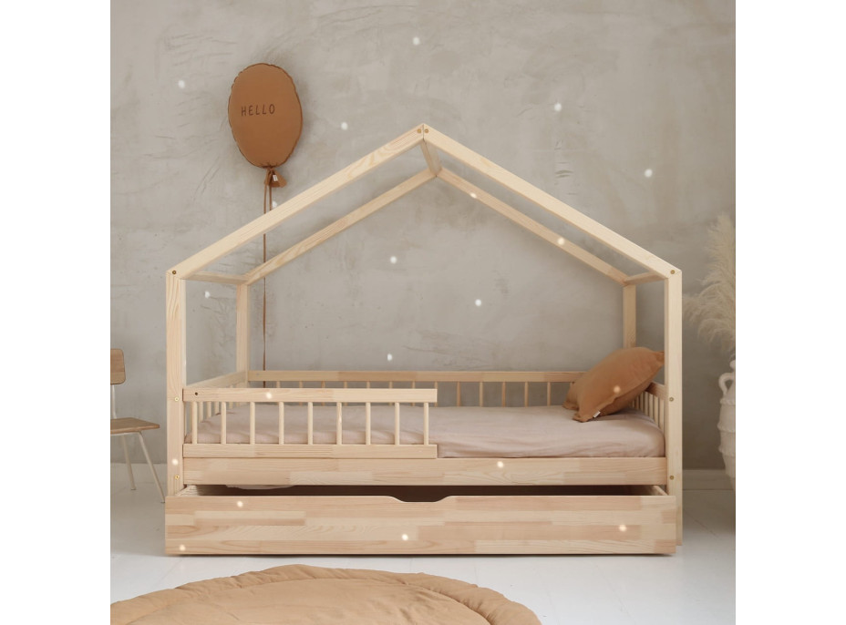 Dětská domečková postel z masivu borovice Bedhouse BELLO (se šuplíkem/s přistýlkou) - 180x80 cm