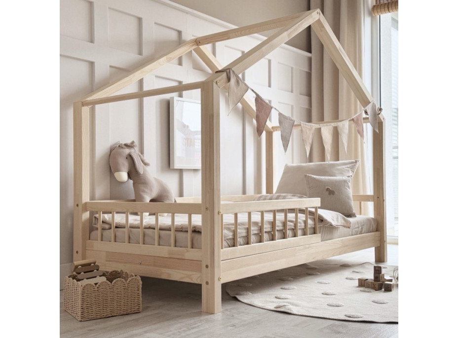 Dětská domečková postel z masivu borovice Bedhouse BELLO (se šuplíkem/s přistýlkou) - 180x80 cm