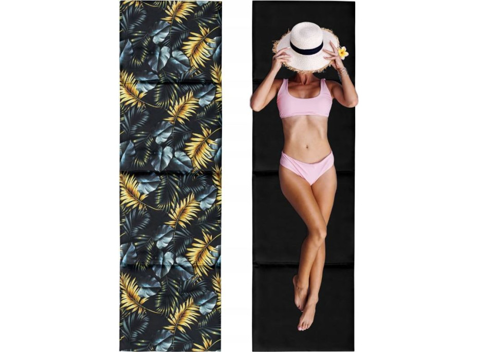 Oboustranná plážová podložka 180x50x3 cm - černá/Golden Palms