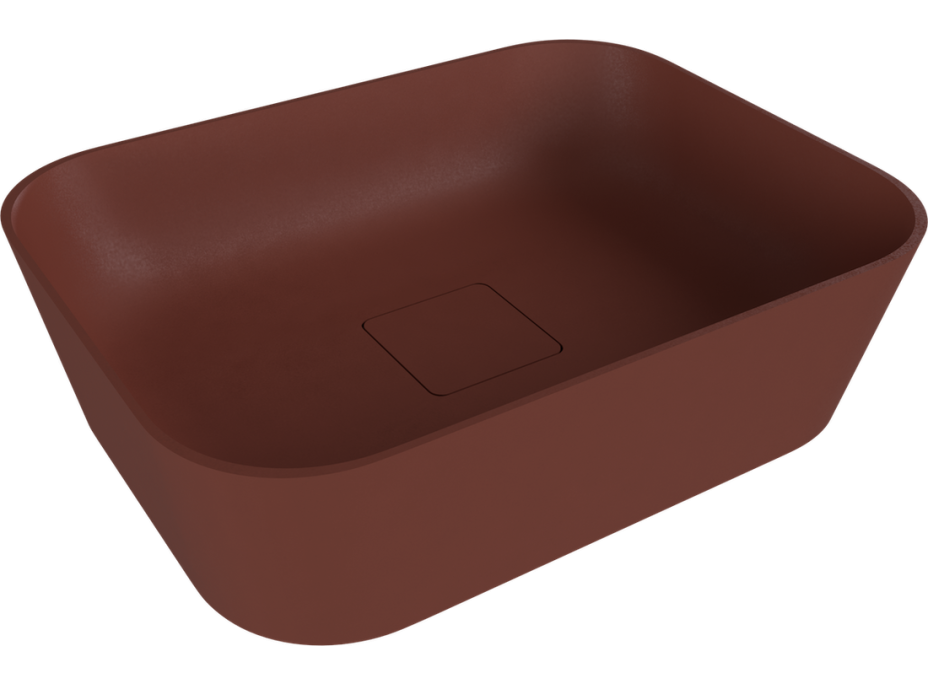 Polysan BANERA SQUARE umyvadlo na desku, litý mramor, 50x36cm, hnědá mat 14596.71